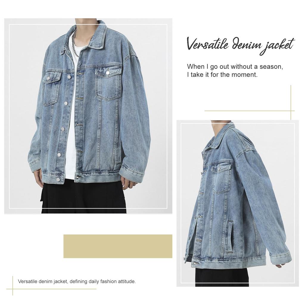 Dnzzs Slim Fit Denim Casual Denim Stylish Long Sleeve Outerwear for Spring and Autumn Men's Jacket, Jacket,