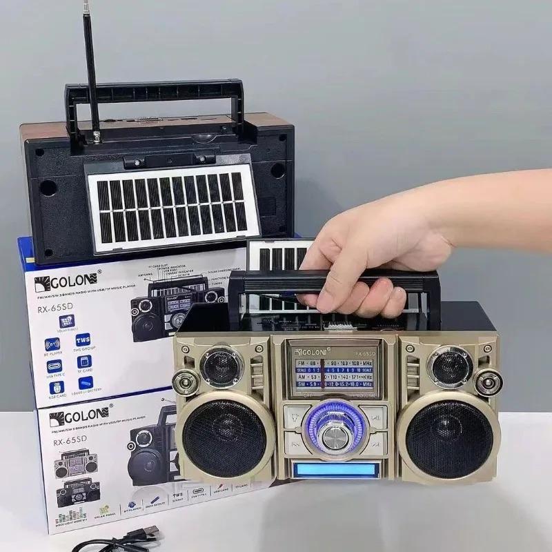 RX-65SD New Portable Retro AM/FM/SW 3-band Radios Receiver Wireless Stereo Bluetooth Speakers Outdoor Solar Charging U Disk Card Radio