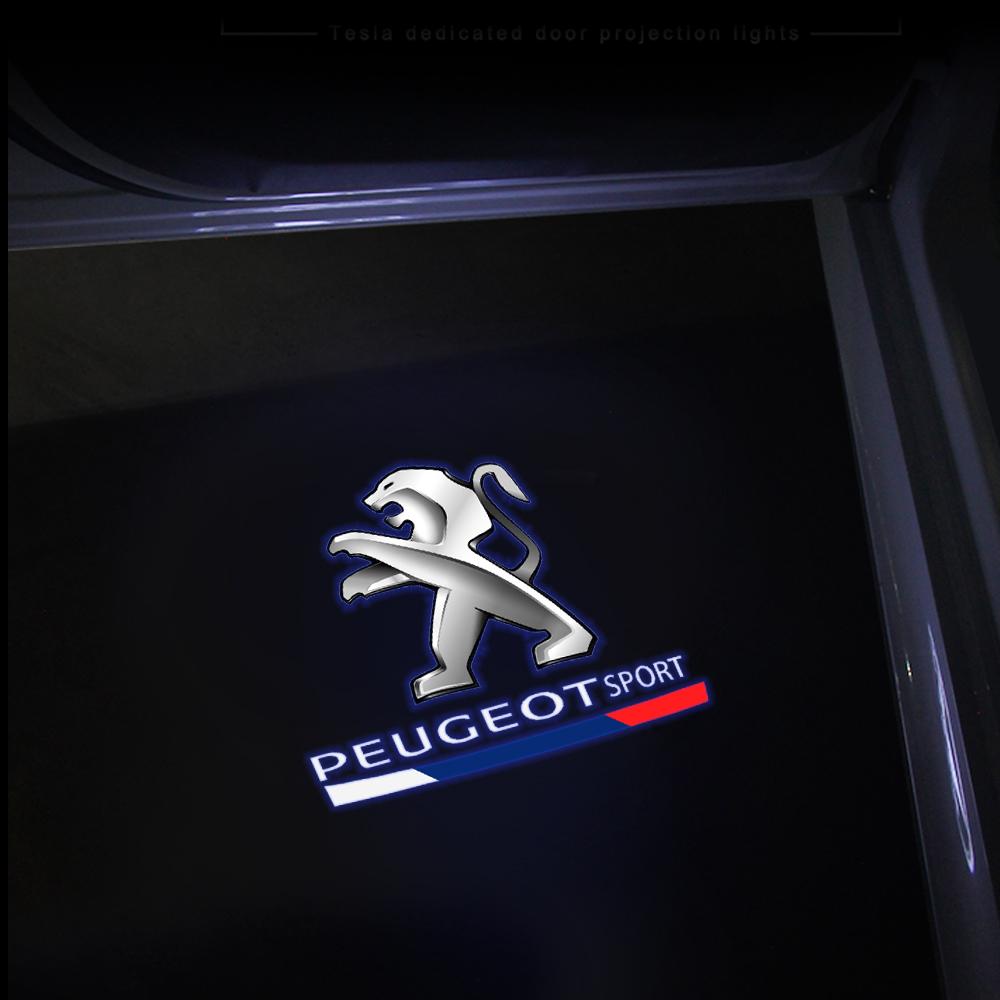 

2026 Hot Car Sticker 2Pcs LED Car Door Welcome Light Wireless Projector Lamp Car Decoration Accessories For Peugeot 407 508 201 2pcs
