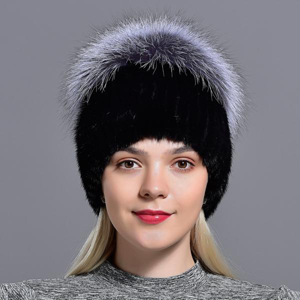 

Шапки из натурального меха норки Женские Зимние с помпонами из натурального меха лисы 2 помпона Пушистая Теплая Шапка Модные Пушистые Шапки из Натурального Меха Вязаная Шапка One Size чёрный