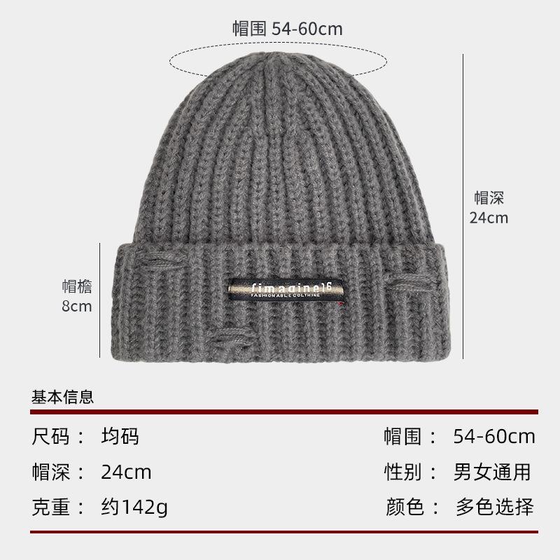 Letter Knitted Wool Hat Women's Autumn and Winter Versatile Thickened Thermal Ear Hat Couple Street Shot Trendy Cold Hat