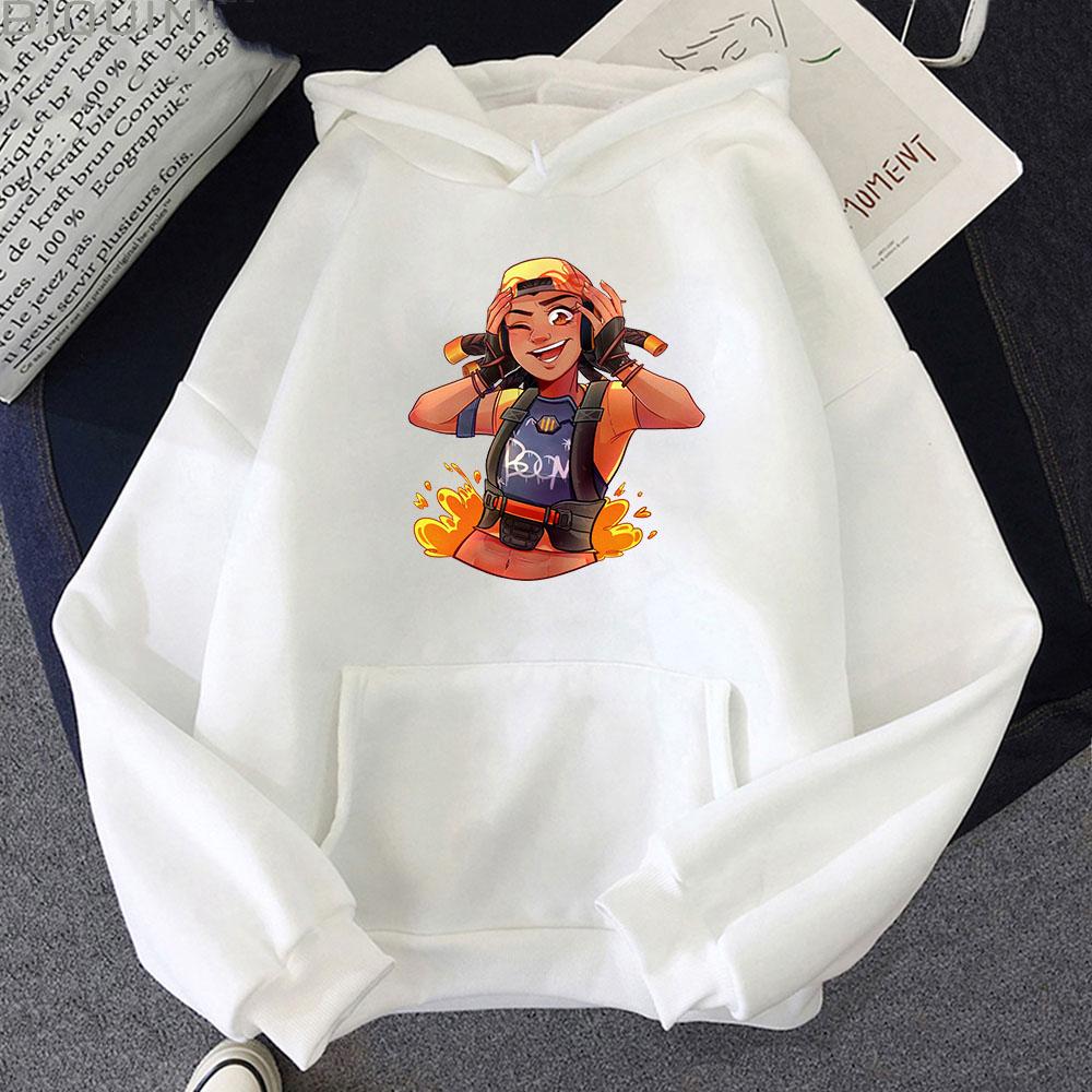 Cartoon Game Raze VALORANT Hoodies Men Streetwears Grunge Korean Hip Hop Autumn Winter Anime Loose Sweatshirts Women Boys Unisex