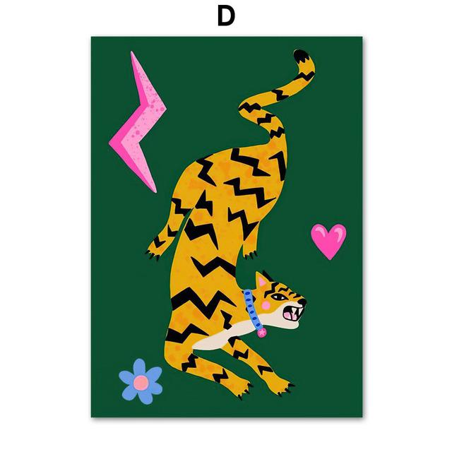 Leaping Tiger Starry Lion Love Hate Dogs Lovers Tarot Wall Art Canvas Painting Posters And Prints Pictures For Living Room Decor No Frame