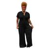 Plus Size Women's Fashion Casual Button Jumpsuit - European and American Style