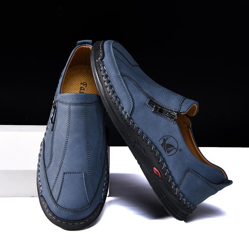 Summer Plus Herrenschuhe Neue Freizeitschuhe aus Leder Herren Slipper Low Top Handgefertigt Genähte Board-Schuhe