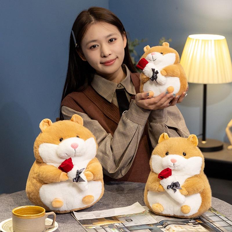 Cute Cute Rose Hamster Doll Plush Toy Chubby Little Hamster Doll Girl Soothing Doll