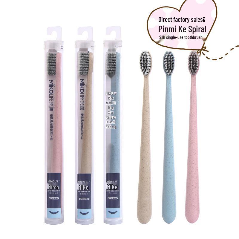 Genuine Muke M1710 Straw Fiber Soft Spiral Bristle Toothbrush, Adult Soft Bristle, Single Pack