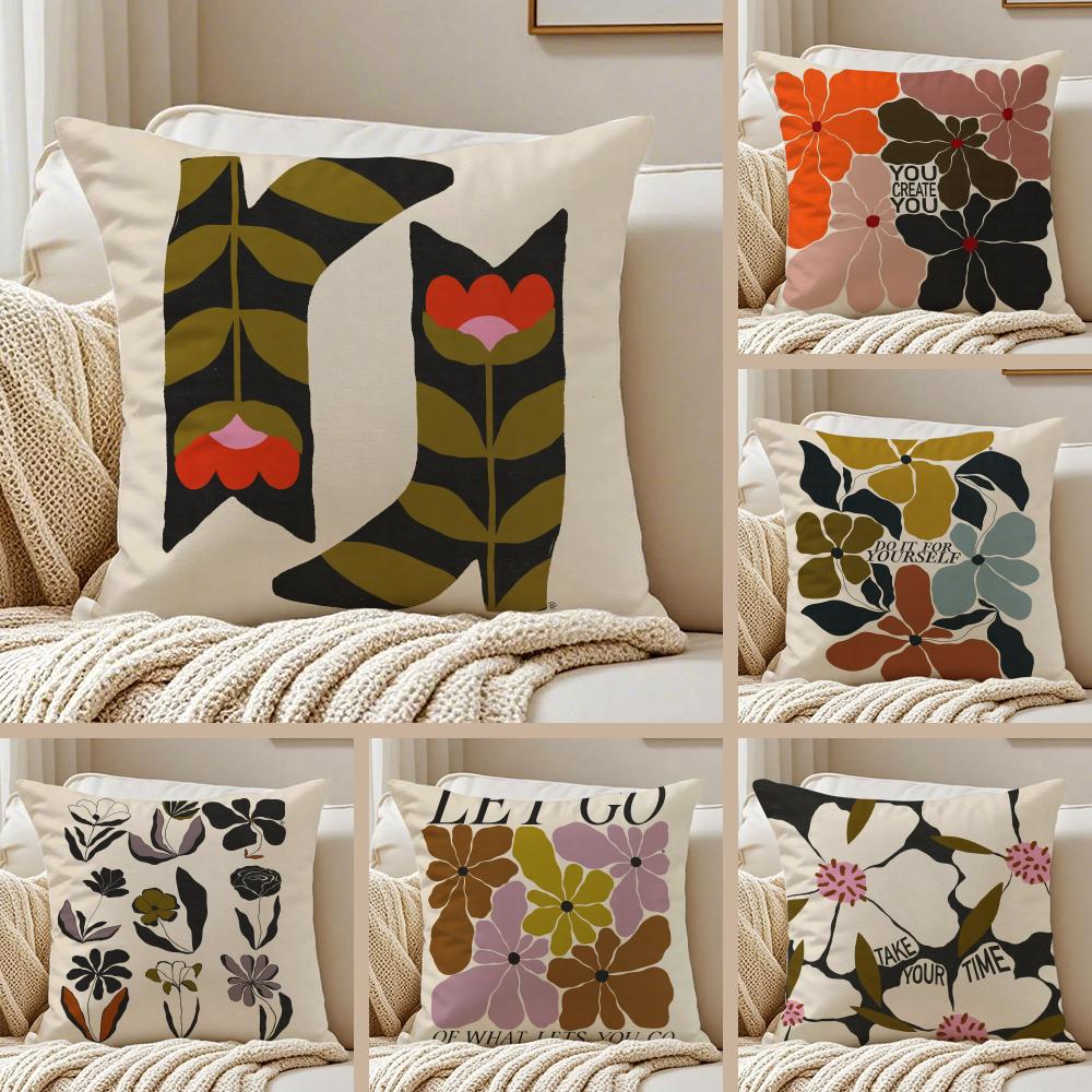 Decorative Botanical Print Cushion Cover Pillowcase Antidustmite Living Room Sofa Decor Cushion Room