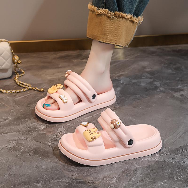 Fashion New Fashion Patch Women's Sandals Summer Comfortable Platform Shoes Beach Outside Pink Slides Thick Sole Non-slip Beach Slippers