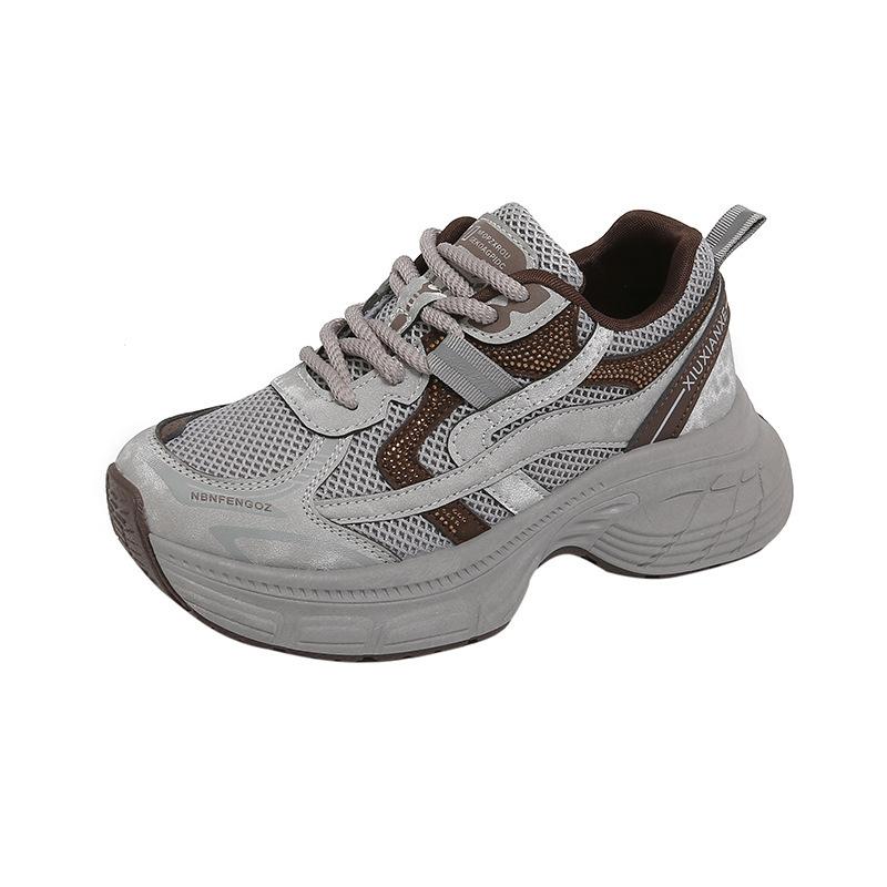 Shoes women's autumn new mesh breathable retro versatile thick-soled heightening casual sports shoes