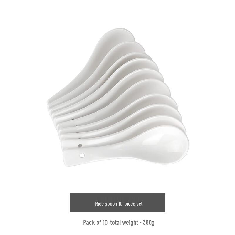 Zhaoran Ceramic Long-Handled Soup Spoons (Set of 10)