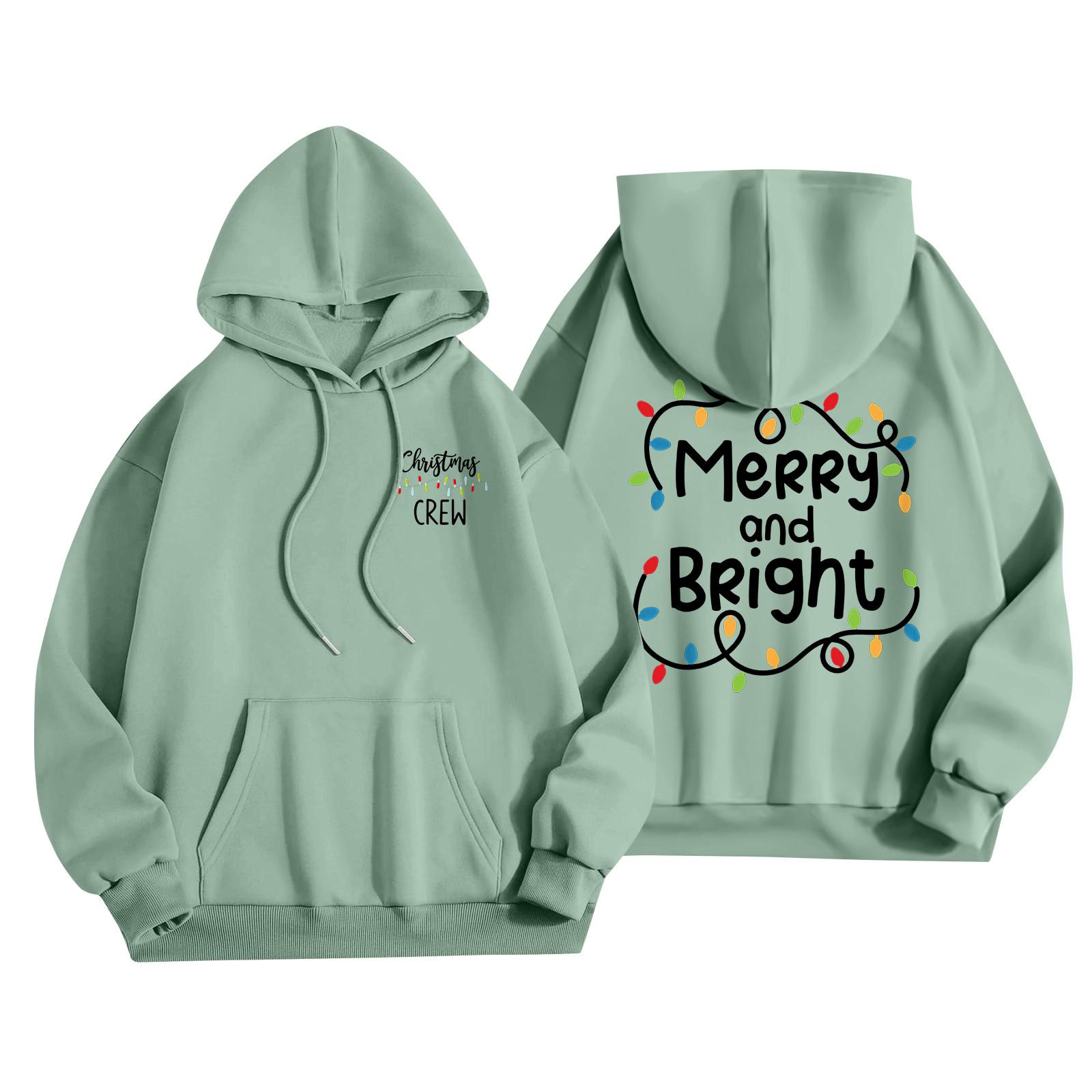 

Женская мода, легкий женский свитер с длинными рукавами и карманами, рождественская толстовка с капюшоном S зелёный