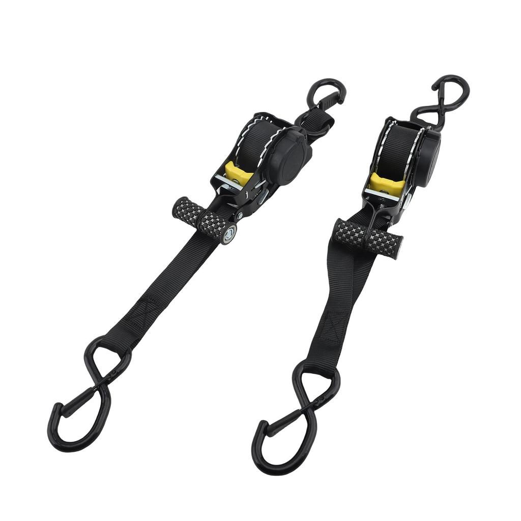 2PCS Automatic Lashing Straps 10ft X 1in 1500lbs Breaking Strength Self Retractable Ratchet Tie Down Straps for Trucks Trailer Pickup Yachts