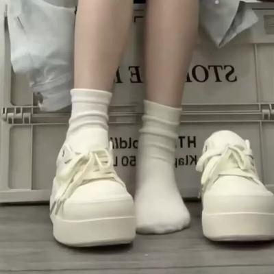 Ugly Cute Big Head Bread Shoes Women's Platform Heightening Little White Shoes In Autumn 2025 New Casual Versatile Sports Shoes