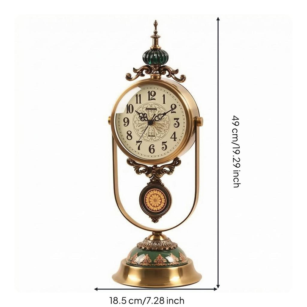 Vintage Metal Table Timepiece Gold-Tone Decorative Desk Easy to Read