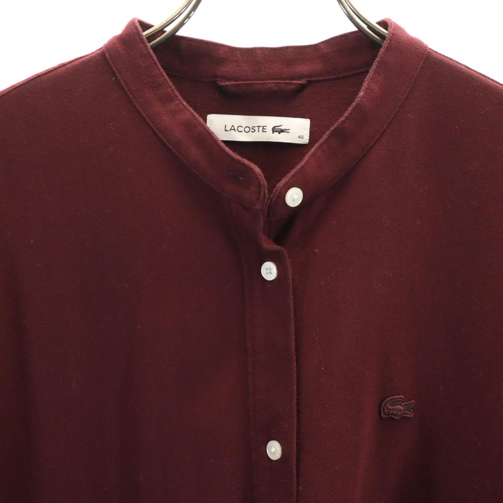 LACOSTE Long sleeve Band color Shirt dress 40 Bordeaux Women Used