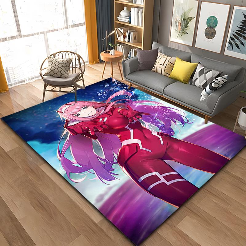 Anime Zero-Two DARLING In The FRANXX Area Rug,Carpet Rug for Living Room Bedroom Sofa Doormat Decoration, Kid Non-slip Floor Mat