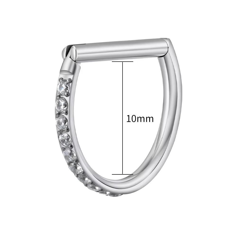 D Shape Ear Cartilage Piercing CZ 16G Nose Ring Hoop Septum Ring  Conch Helix Piercing