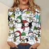 Women's Fashion Casual Christmas Print Round Neck Long Sleeve Decorative T-Shirt Top