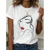 Abstract Face Gradient Color Print T-Shirts Women's Casual Short Sleeve O-Neck Tees Harajuku Y2K Tops Female Clothing