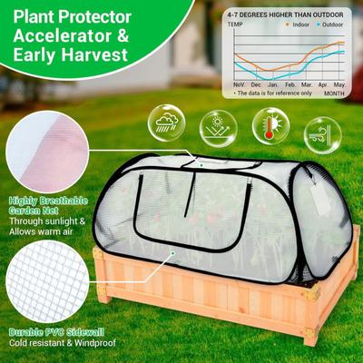 Collapsible Plant Greenhouse Plants Pop-Up Mesh Cover with Side Window Planter Box Protector Cage