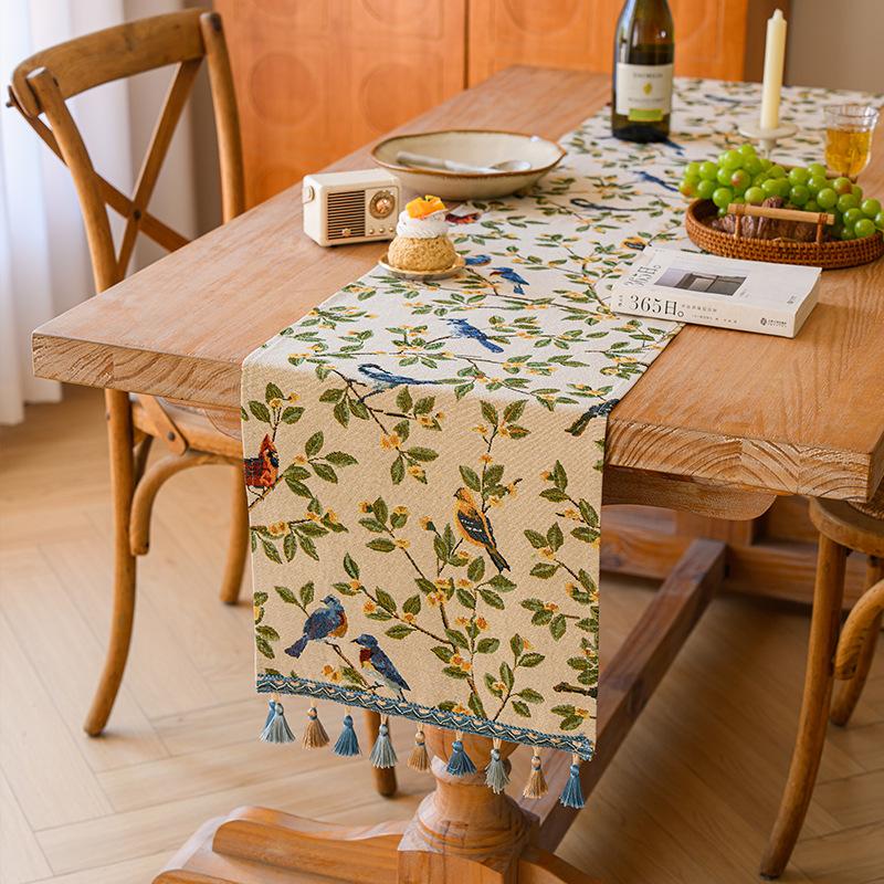 American Retro Floral Table Runner Long Decorative Cloth for Coffee TV Dining Table Atmosphere Fabric Cover