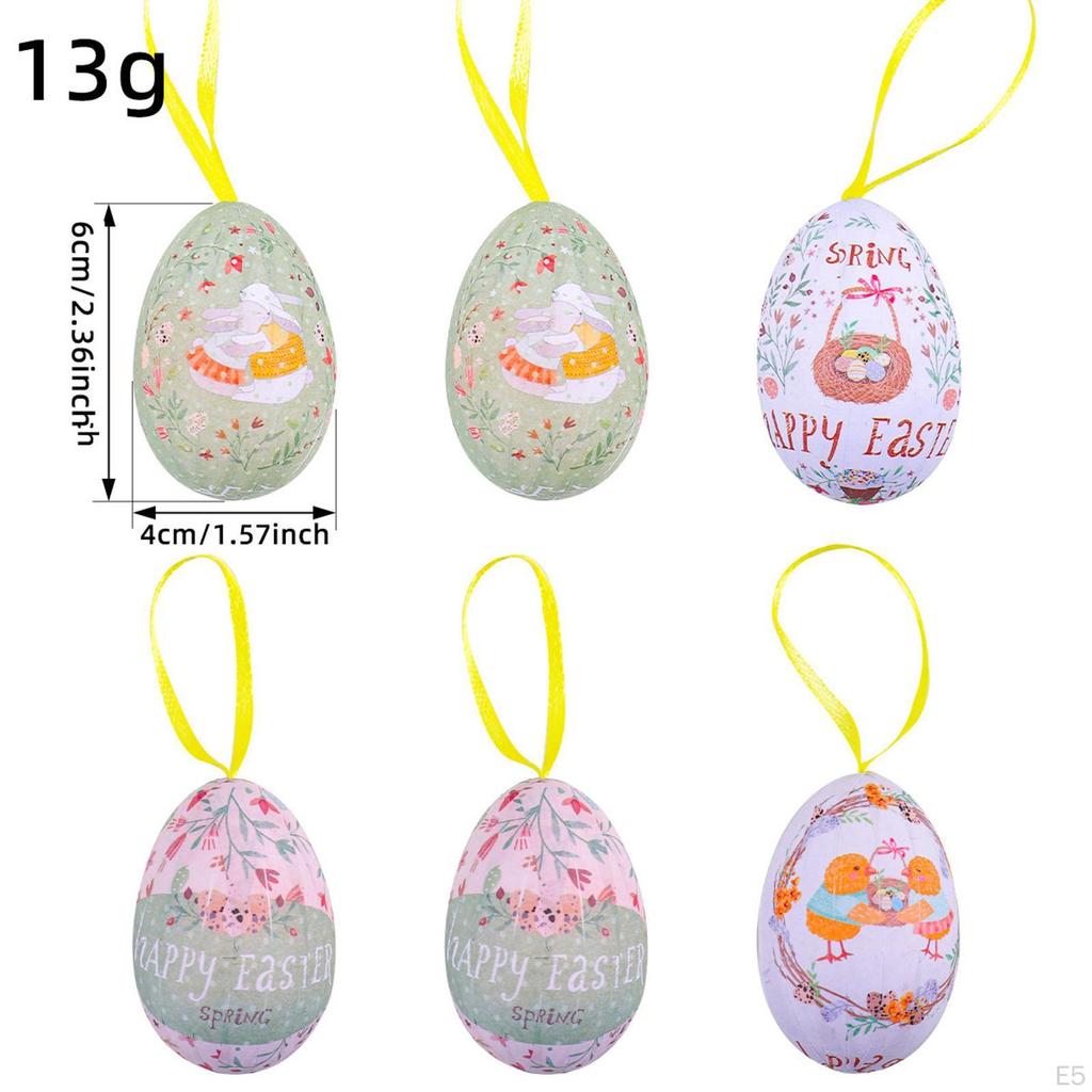6 Pieces Easter Egg Hanging Ornaments Tree Decor Basket Fillers Ornament
