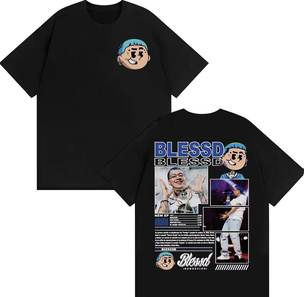 

2026 Rapper BLESSD BENDECIDO Tour Cover Merch Graphic T Shirts Men Women Fashion Trend Cool Cotton Oversized T-shirt Streetwear S разноцветный
