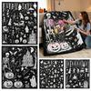 Decorative Bed Throw for Adults Halloween DIY Coloring Blanket with 24 Markers Washable Blanket Color Educational Craft Creativity Your Own