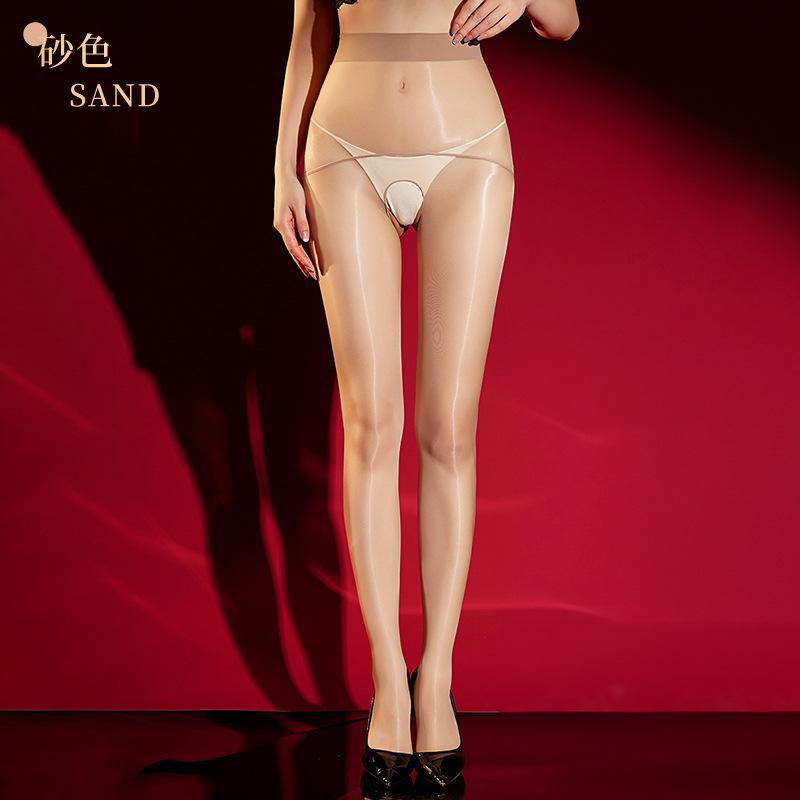 640 Needle Large Size Aurora Stockings Transparent Waist Seamless Unisex Sexy Shiny Ultra-thin Open Crotch Pantyhose