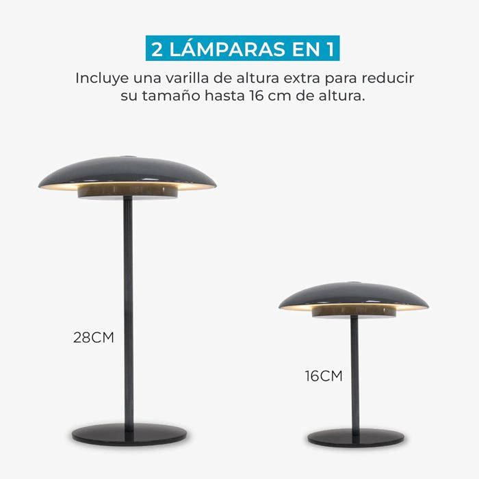 Lampe de table portable - NEWGARDEN - Sardinia - LED 400 lm - Rechargeable 20 h - Anthracite