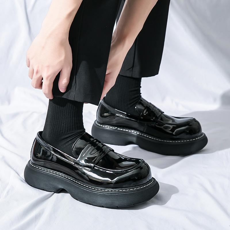 Men's Spring/Autumn 2025 Chunky Thick Sole Leather Loafers - Formal Big Head Style