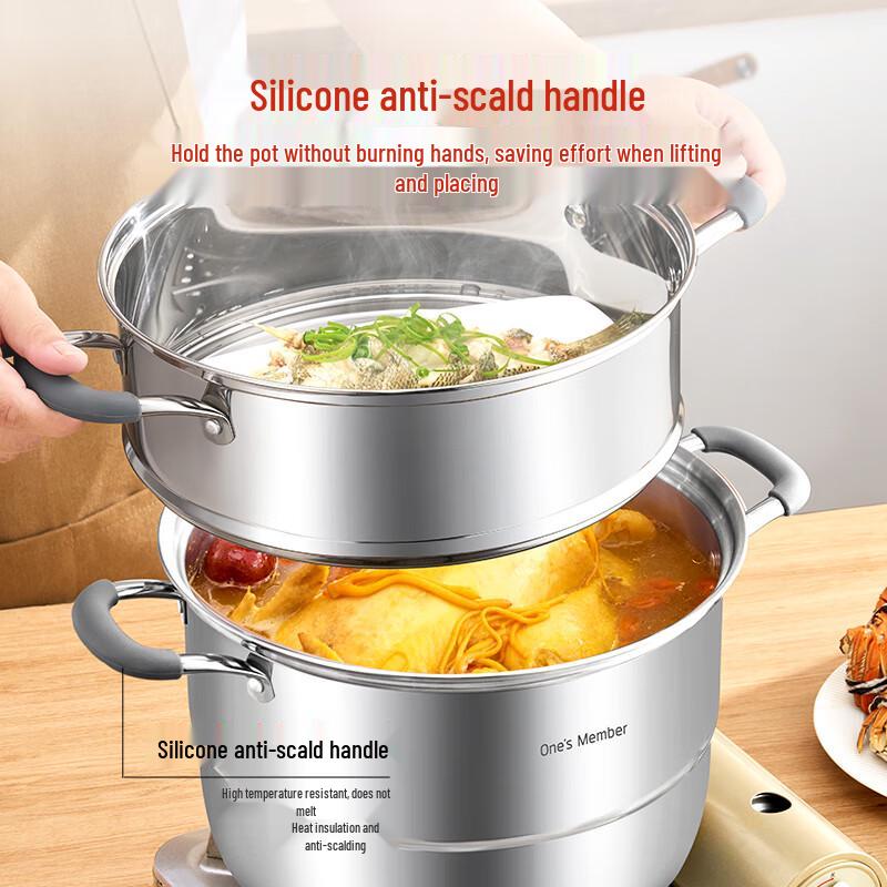 One's Member 10L 3-Layer 304 Stainless Steel Steamer & Soup Pot
