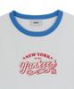 Emelbi Women'S Varsity Lettering Slim Slub Ringer T-Shirt Ny (White)