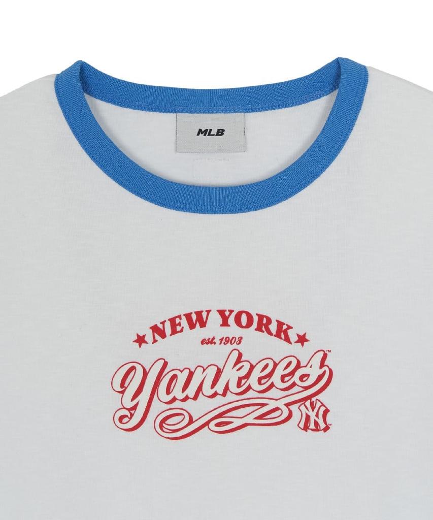 Emelbi Women'S Varsity Lettering Slim Slub Ringer T-Shirt Ny (White)