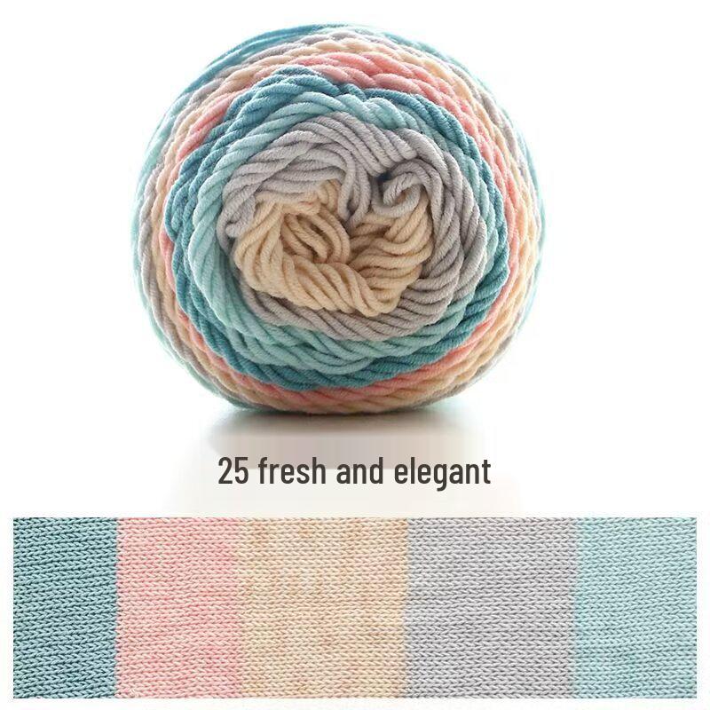 Filato di Cotone Pettinato Gradiente Arcobaleno a 5 Fili Ruyi Bird per Maglioni e Cappelli all'Uncinetto
