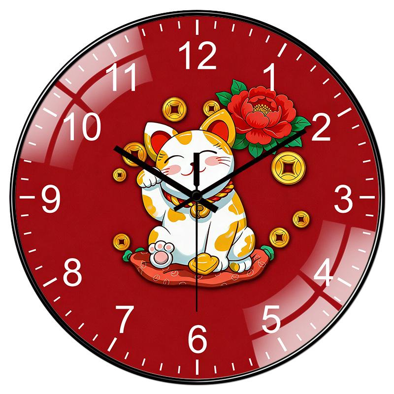 

Beckoning Cat Silent Wall Clock for Living Room or Bedroom 8 inch