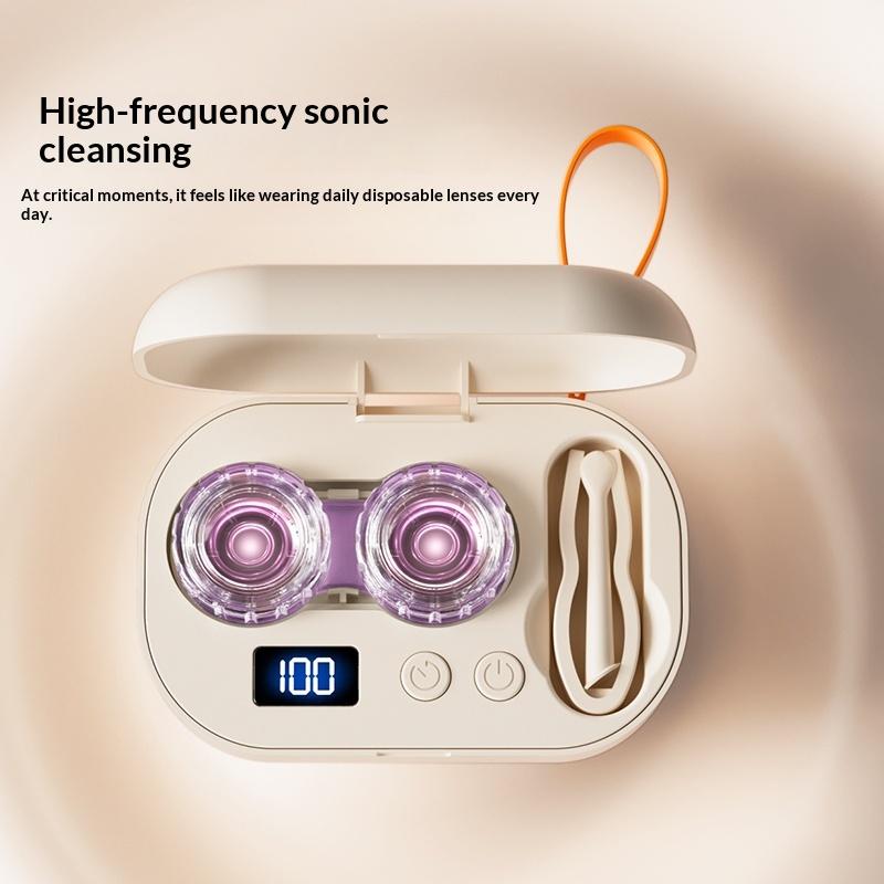 Ultrazvukový čistič kontaktních čoček Chytrý časovač Přenosný plně automatický dobíjecí čistič kontaktních čoček