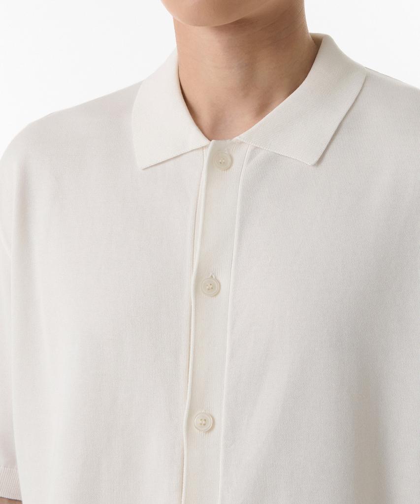 Musinsa Standard Cotton Tencel Collared Short Sleeve Cardigan [Ivory]