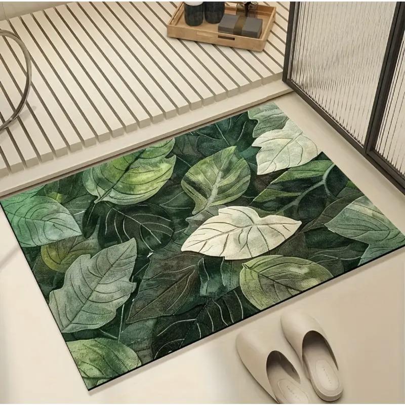 Visual Three-dimensional Green Plant Floor Mat Bathroom Kitchen Anti Slip Absorbent Floor Mat Entrance Door Carpet