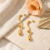 Elegant European Stainless Steel Gold Earrings - Irregular Design for Women, Versatile Accessory for Autumn/Winter
