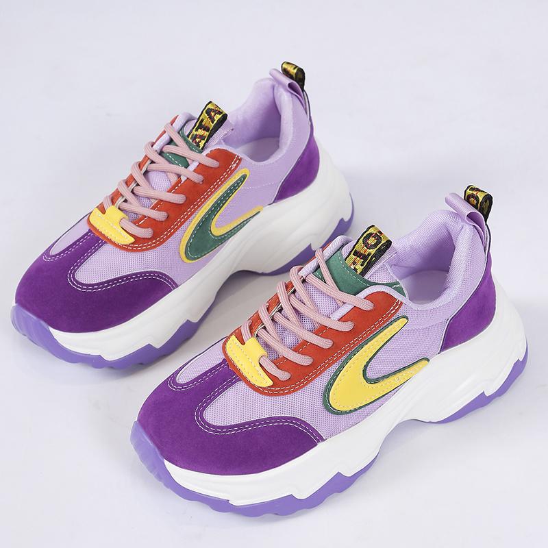 

Модные женские кроссовки Модные ретро кроссовки Повседневные кожаные тканевые дышащие лоферы Кроссовки на платформе с увеличением высоты Женские 43 фиолетовый