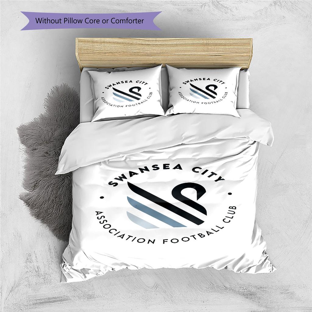 Biancheria da letto con motivo Swansea AFC Decorazione per la casa Regalo di compleanno ( 1 copripiumino + 2 federe, senza imbottitura),merchandising per fan.