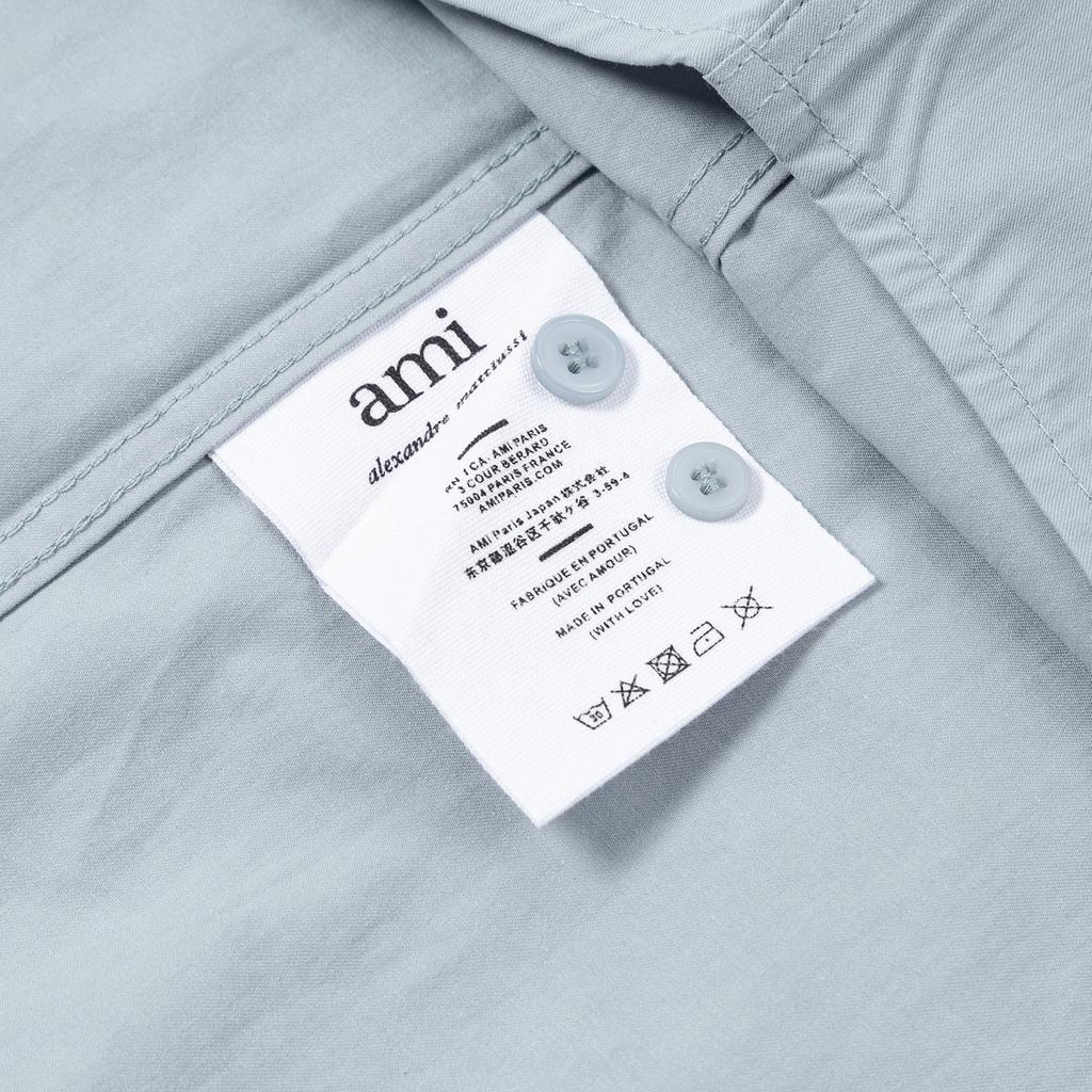 AMI Spring and Summer New Chest Color Small Heart Embroidery Casual Cotton Solid Color Long Sleeved Shirt