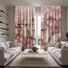 2 Stücke HD Digital Rosa Kirschblüten Schmetterling Vorhänge Home Dekorationsstil Dekoration Wohnzimmer Schlafzimmer Stangenvorhänge