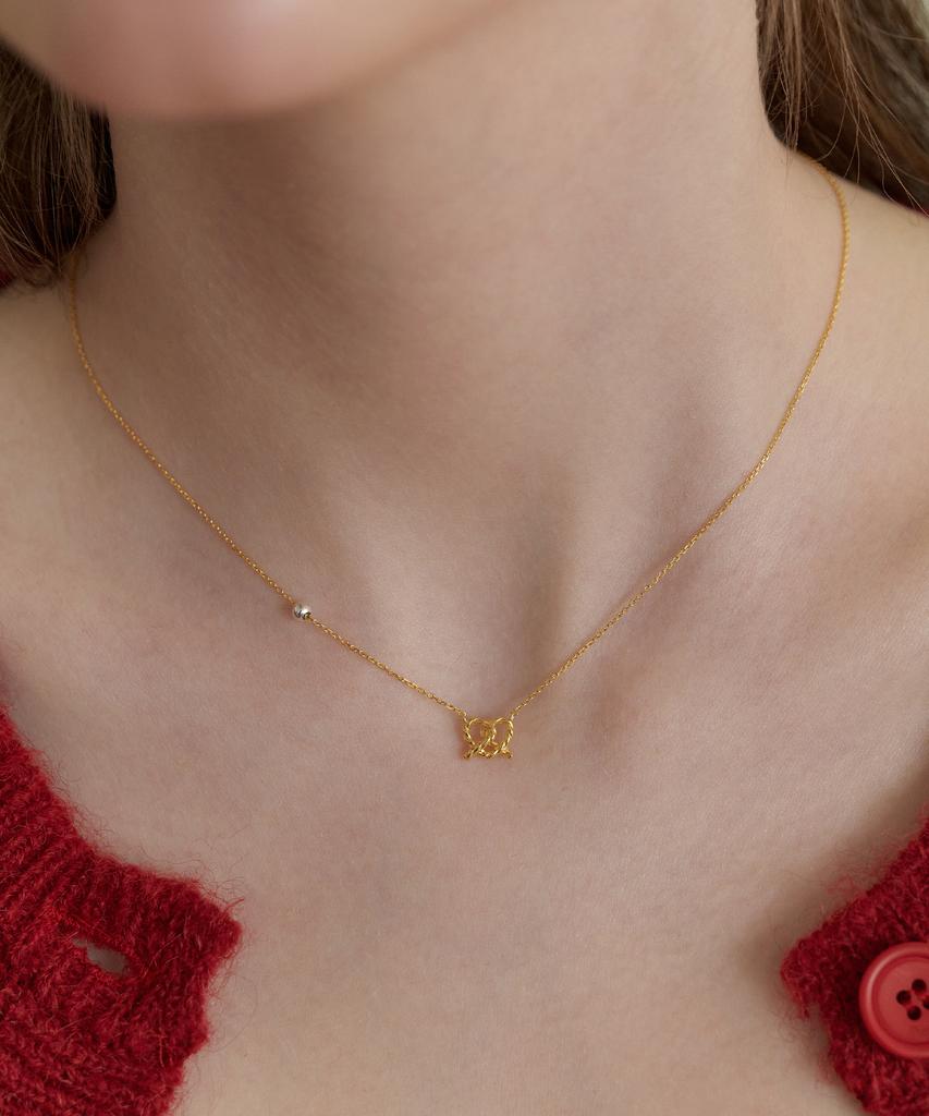 Tatiana (Silver 925) Pretzel Heart And Ball Necklace Nz2181
