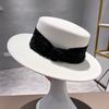 French Rhinestone Satin Top Hat Children Elegant Personality Woolen Hepburn Big Edge Flat Hat Jazz Hat