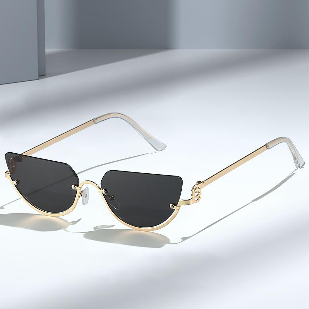 Retro Punk Women Half Rimless Sunglasses Women Fashion Clear Ocean Lens Shades Uv400 Men Small Frame Trending Sun Glasses