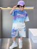 Boys' 2026 Quick-Dry Gradient Sportswear Set: Short-Sleeve Printed Two-Piece Summer Outfit