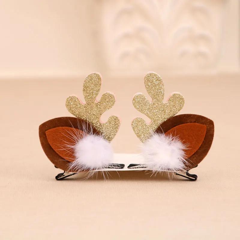 2PCSSet Cartoon Christmas Gifts Set Barrettes Hair Ornament Headband Children Princess Hairpins Hair Accessories Kids Gift